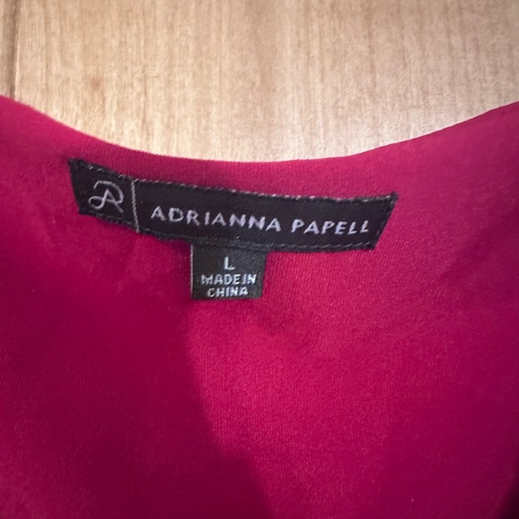 Adrianna Papell Red V-Neck Beaded Blouse- Large - Picture 4 of 4